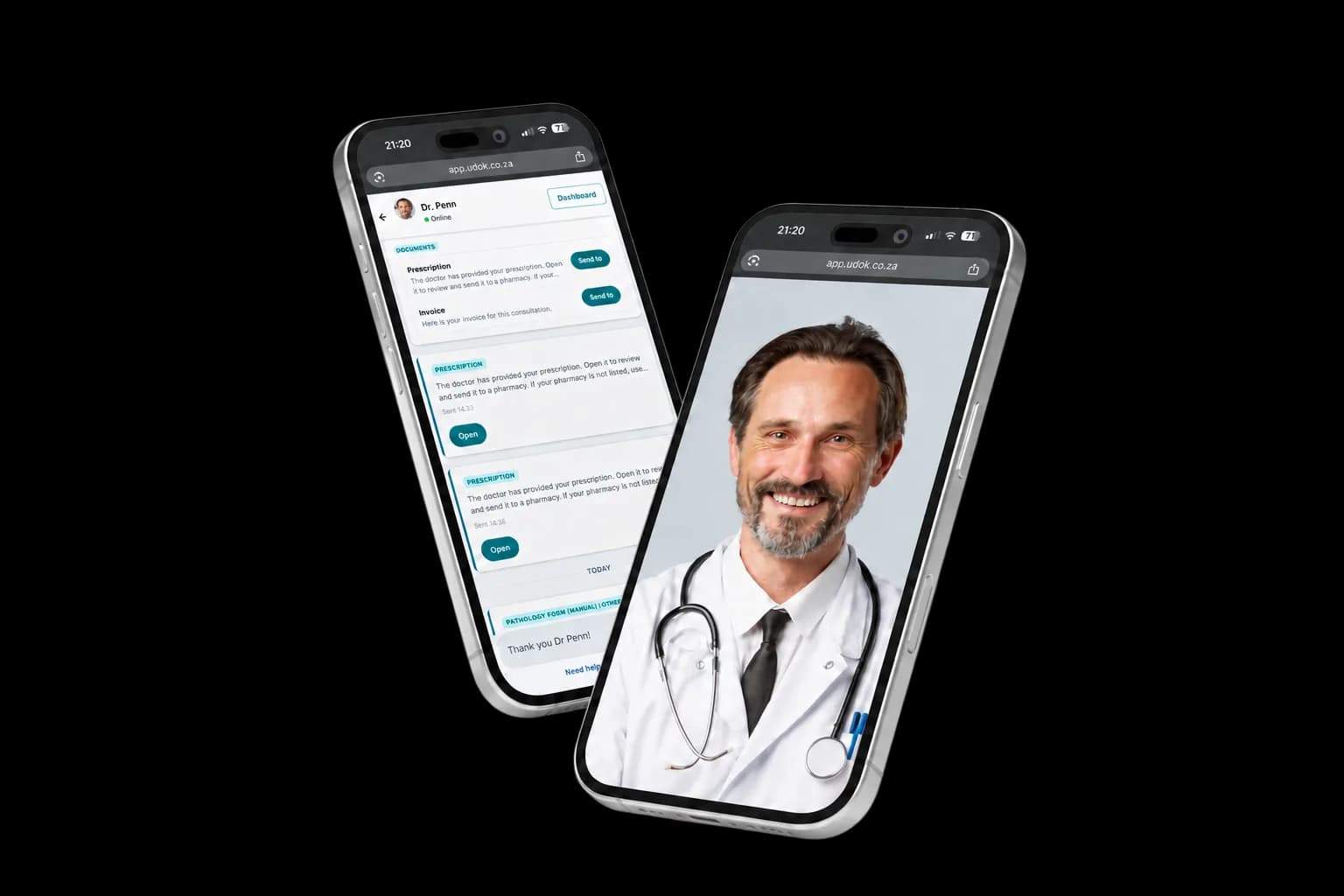 The Udok app and a video call with a doctor